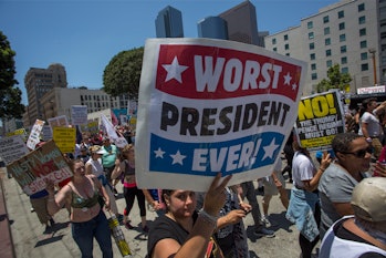LOS ANGELES, CA - JULY 2: People participate in the Impeachment March on July 2, 2017 in Los Angeles...