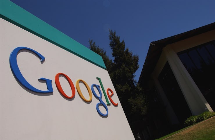 Google's logo on the side of one of their office buildings