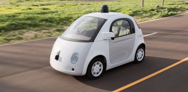 Google's autonomous and driverless white car