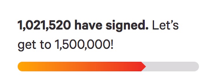 The live count of online signatures at 10:54 a.m. Eastern.