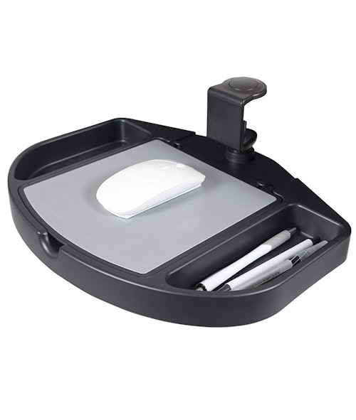 Clamp On 360 Degrees Swivel Out Mouse Tray with Storage