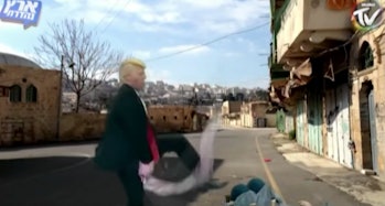 An unfunny portrayal of Trump in Israel.