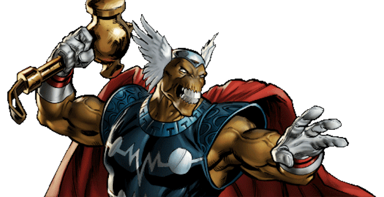 Beta Ray Bill looks a lot like Thor, but with a very different hammer.