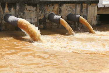 Wastewater going through pipes