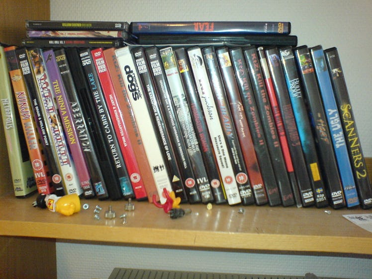 DVDs on a shelf