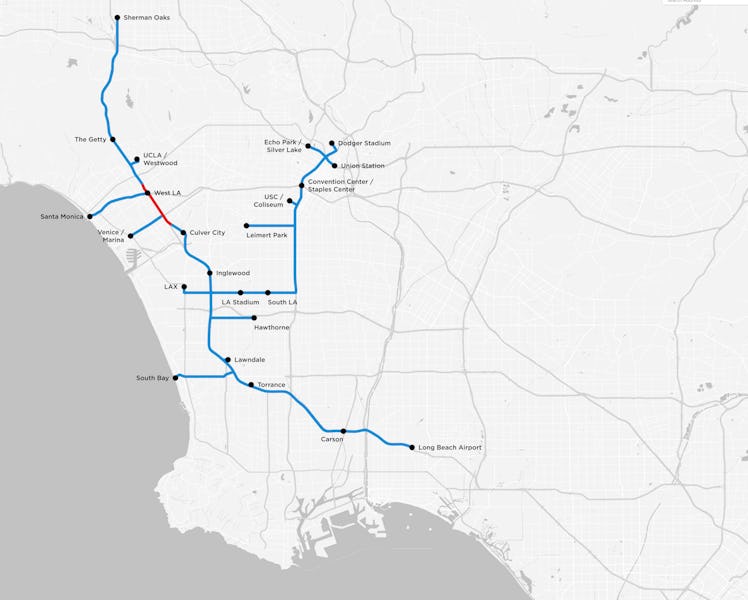 the boring company tunnel map los angeles 