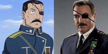 It might be hard to tell which is which, but on the left is Fuhrer Bradley from 'Fullmetal Alchemist...