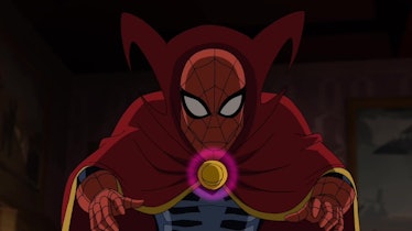Spider-Man dons Doctor Strange's cape in an episode of 'Ultimate Spider-Man.'