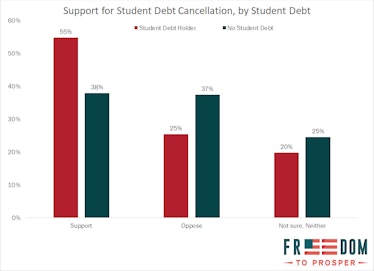 A graph presenting the student debt cancellations