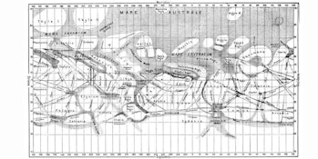 Map of the Martian canali as seen by Schiaparelli. 