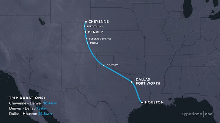 Cheyenne Houston Hyperloop Route
