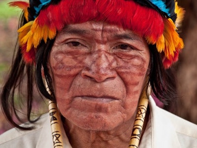 Face of an older male Amazon tribe member