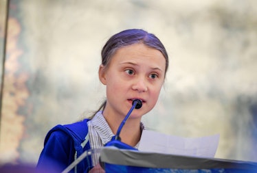 Climate activist Greta Thunberg during her speech