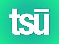 The white Tsu logo on a green background