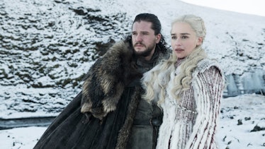 Jon Snow (Kit Harington) and Daenerys (Emilia Clarke) have a moment together in the wintry North on ...