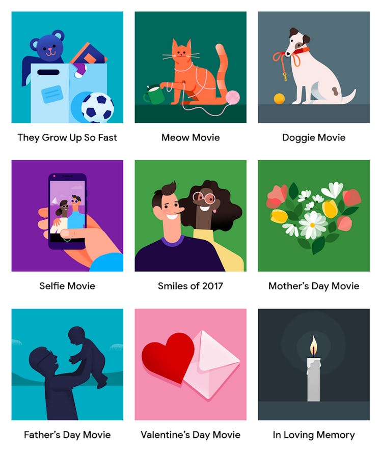 All of the video themes available on Google Photos.