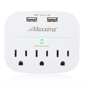 Maxxima 3 Outlet Dual USB Grounded Adaptor Plug