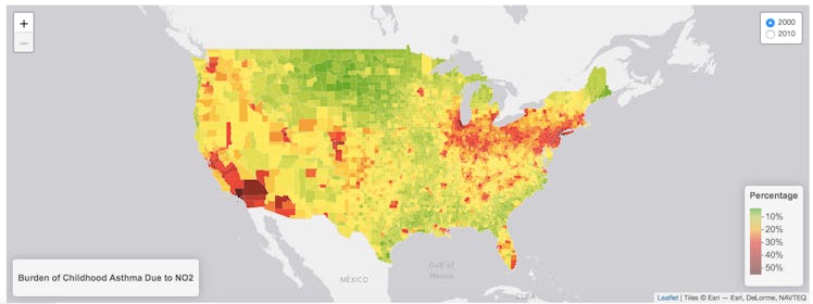 child asthma incidents percentages 