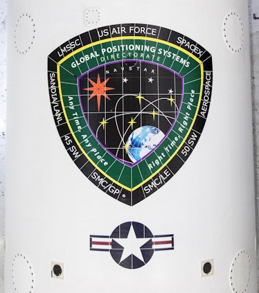 The GPS logo on the rocket.