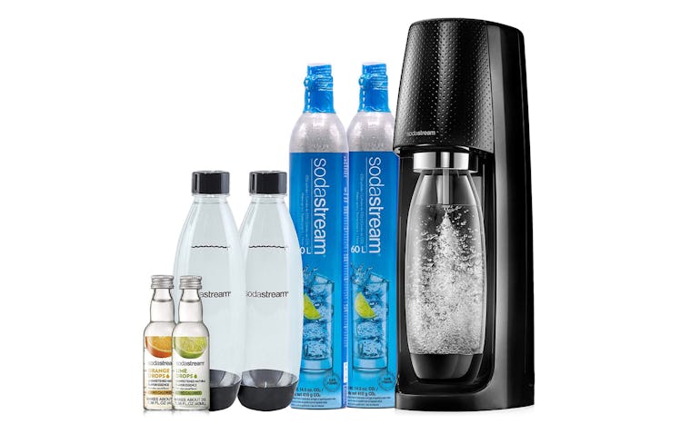 SodaStream Fizzi sparkling water maker and six bottles