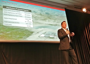 Elon Musk describing the Tesla Gigafactory