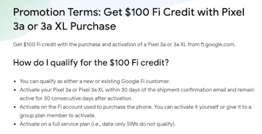 google fi pixel 3a xl deal