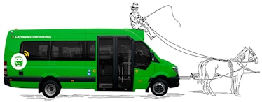 Citymapper's smart bus pulled by a horse.