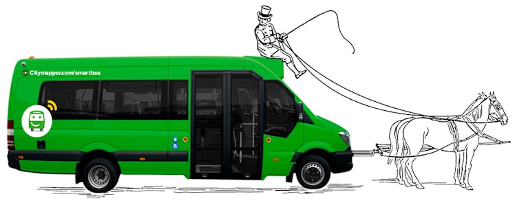 Citymapper's smart bus pulled by a horse.