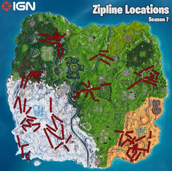 Fortnite Where Are Ziplines Fortnite Zipline Locations Map Video Guide For The Week 3 Challenge