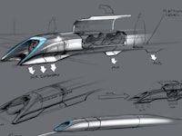 Illustration of a Hyperloop One vacuum train