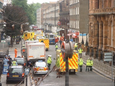 Emergency services outside Russell Square tube station.