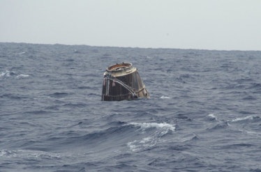 The SpaceX Dragon in the Pacific Ocean.