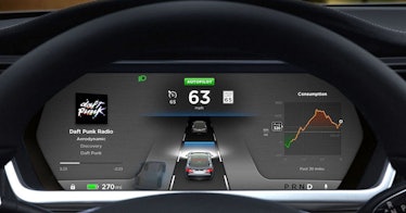 Tesla Autopilot offers a head-up display of how the car interprets the road.