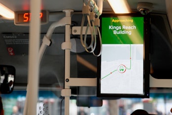 The smart screen displays a map overview of where the bus is located, alongside other information.