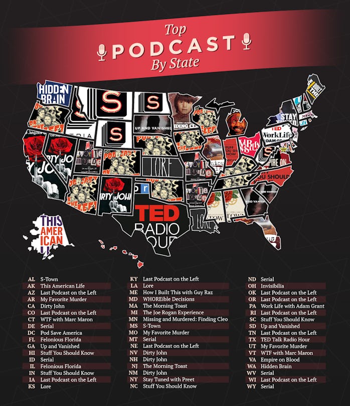 Map Shows the Most Popular Podcasts in Every State