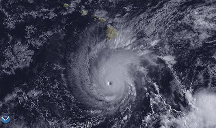 Satellite image of Hurricane Lane approaching Hawaii.