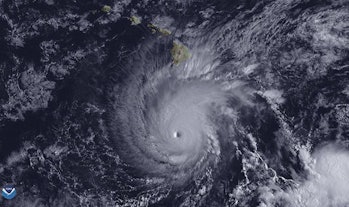 Satellite image of Hurricane Lane approaching Hawaii.