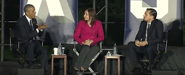 President Barack Obama, Dr. Katharine Hayhoe, and Leonardo DiCaprio talk climate change.