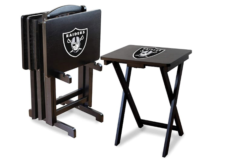 Imperial Officially Licensed NFL Merchandise: Foldable Wood TV Tray Table Set with Stand