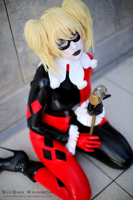 Cosplayer $hi$ha Rainbow shows off a Harley get-up based on the original cartoon.