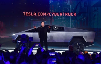 Elon Musk shows off the Tesla Cybertruck on Thursday, November 21, 2019.