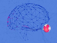 A brain illustration on blue background
