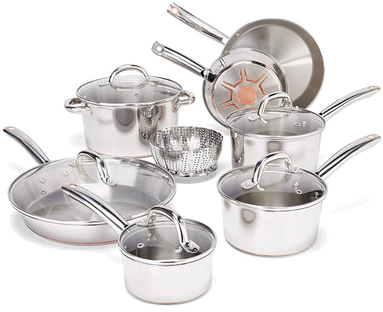 T-fal Stainless Steel with Copper Bottom Cookware Set