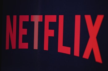 The Netflix logo on a screen 