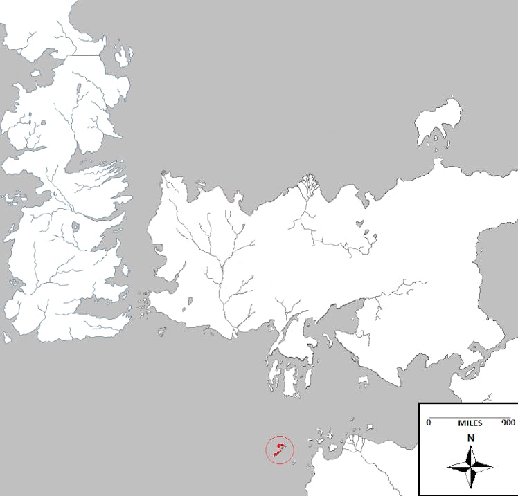 The Isle of Naath on the 'Game of Thrones' map.