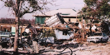 Hurricane Katrina photos - Slidell - Home with Container on Roof