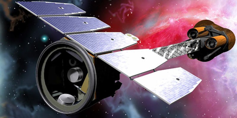 An illustration of a satellite designed by SpaceX in order to study x-rays from black holes 