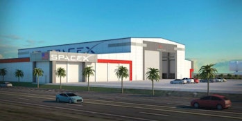 Rendering of SpaceX's proposed 133,000-square-foot Falcon hangar