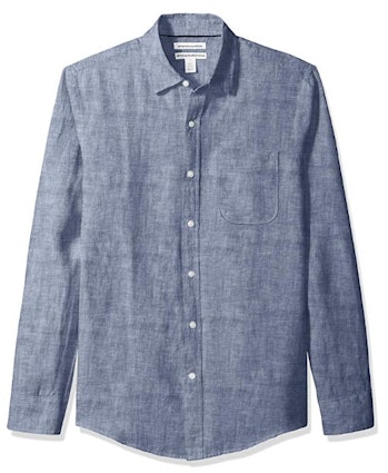 Amazon Essentials Men's Slim-Fit Long-Sleeve Linen Shirt