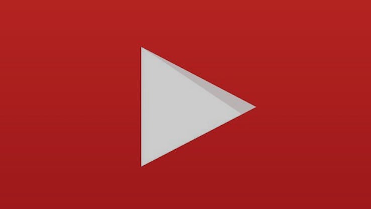 The red and white arrow-like press-button YouTube logo
